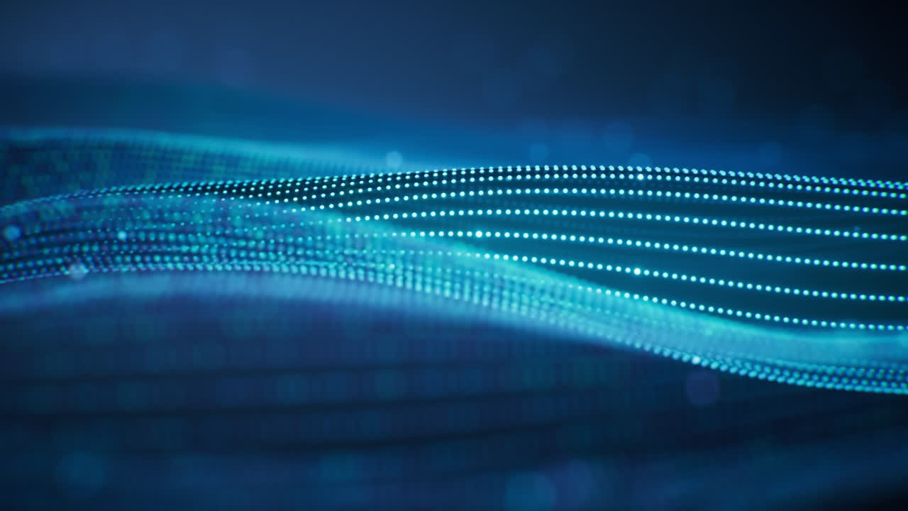 Flowing curve lines and particles background, 3d rendering