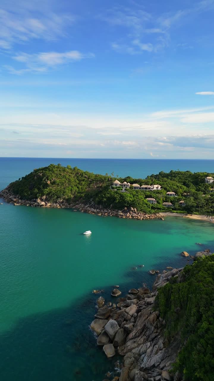 Koh Samui island coastline aerial drone Andaman Sea Southeast Asia holiday