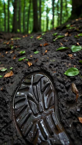 muddy footprint in the forest