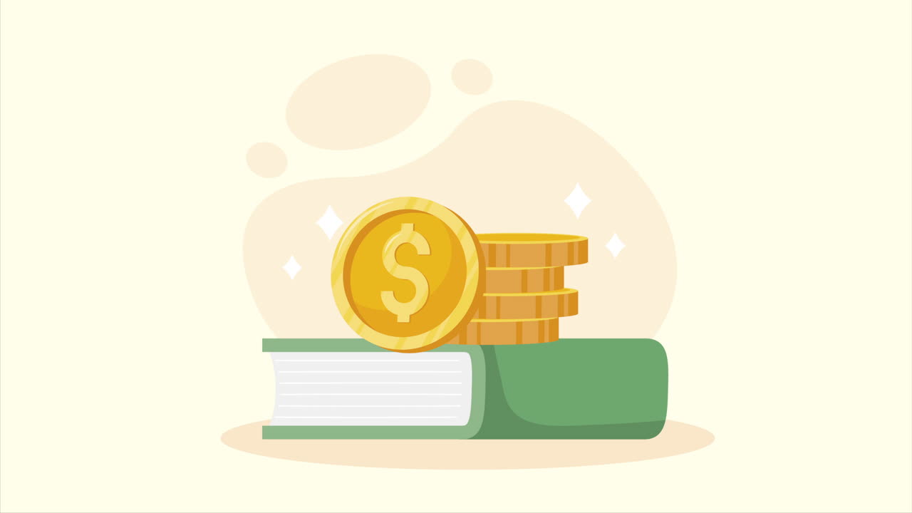 monete denaro dollari in animazione di libri