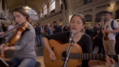 street musicians performing live