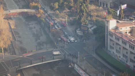 santiago de chile corner street slow motion people and cars