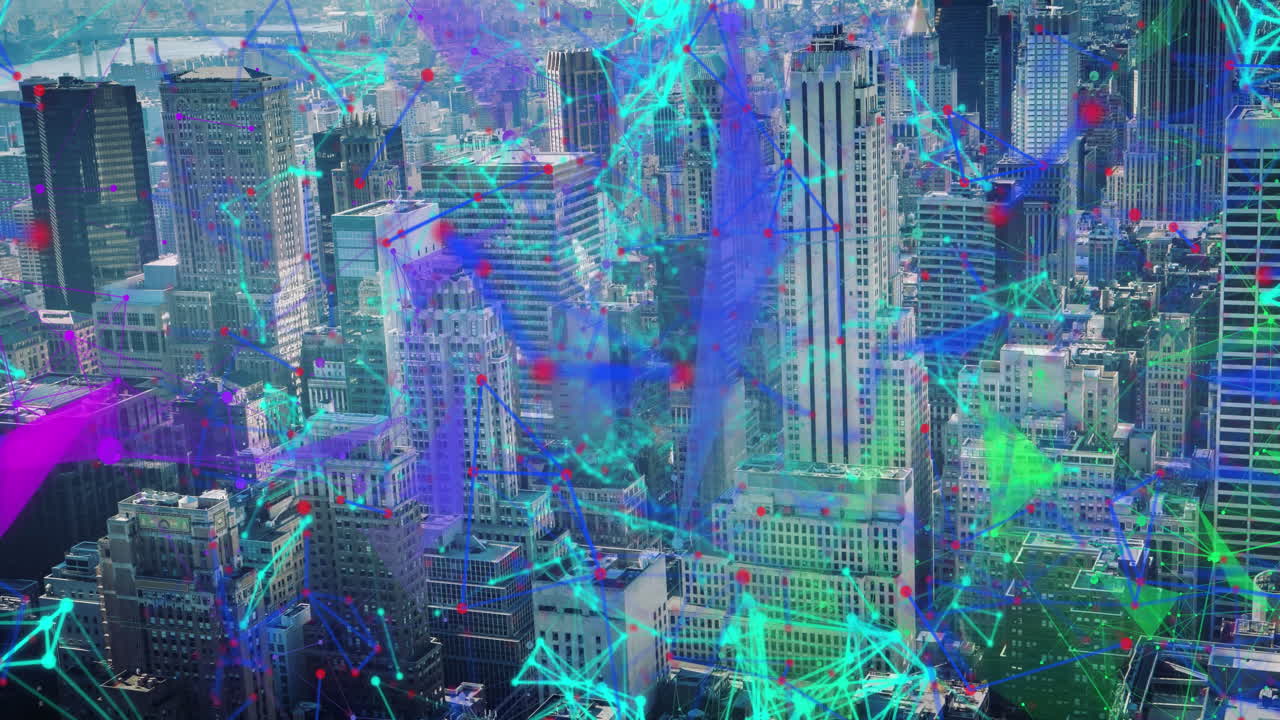 도시 풍경과 연결의 애니메이션