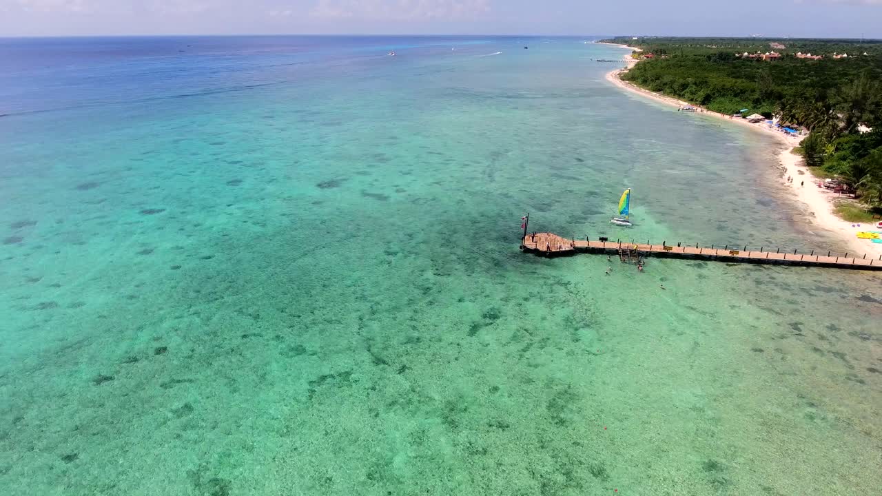Approach to the pier at caribbean sea Cozumel Mexico