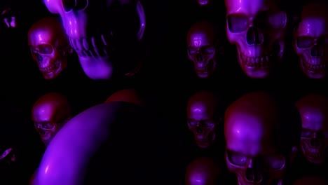 endless halloween skulls floating up and looking around on transparent background