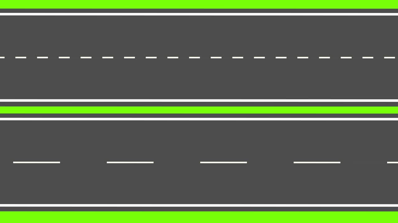 moving road aerial top view animation. animated highway driving