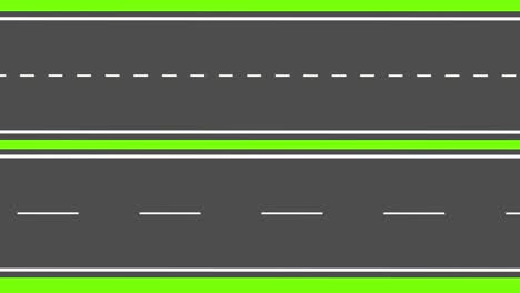 moving road aerial top view animation. animated highway driving