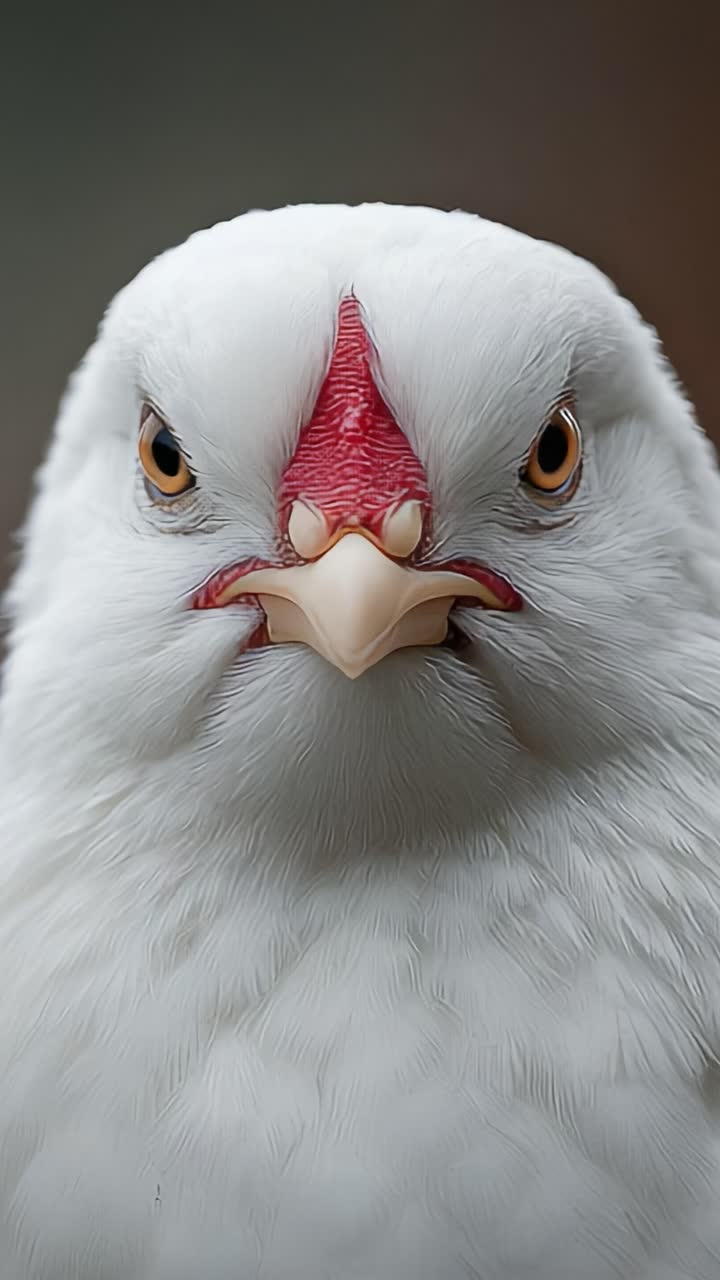 Close-Up of a Unique White Bird with Distinctive Red Facial Features Capturing a Moment of Intensity and Expression in Nature's Splendor