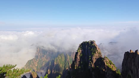the beautiful mount huangshan mountain in anhui province, china is surrounded by clouds and mist，high mountain clouds and mist, a fairyland on earth