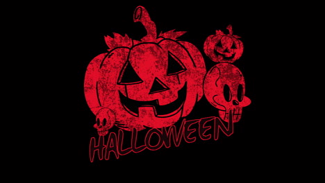 halloween siniestro con calabaza roja sangre y cráneos sonrientes
