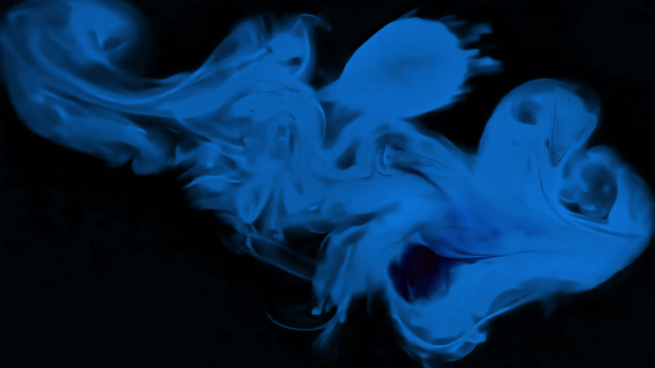 Sovrapposizione animata di fumo blu astratto, video 4K trasparente, canale alfa, ProRes 4444