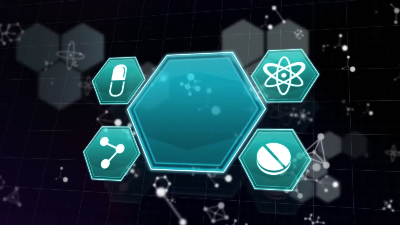 연결 네트워크를 통해 의료 아이콘의 애니메이션