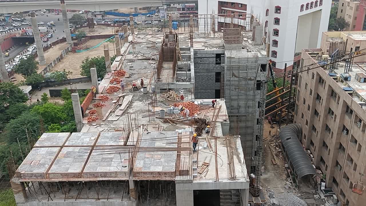 vista aérea de arriba del sitio de construcción obras de construcción obras en curso