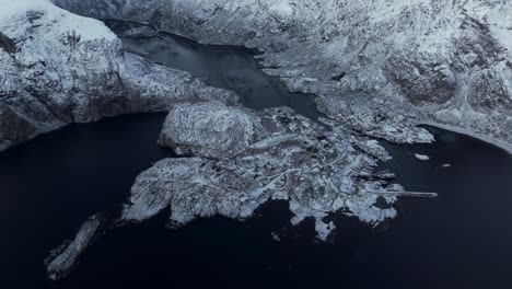 aerial view of norway snow mountain beautiful landscape during winter