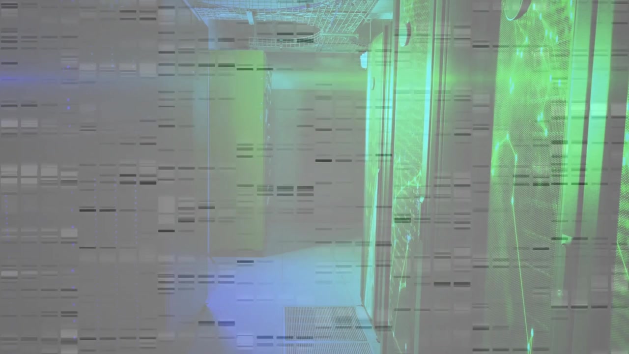 On start static glitch overlaying corridor and green panel, shifting lines, streaming error visuals