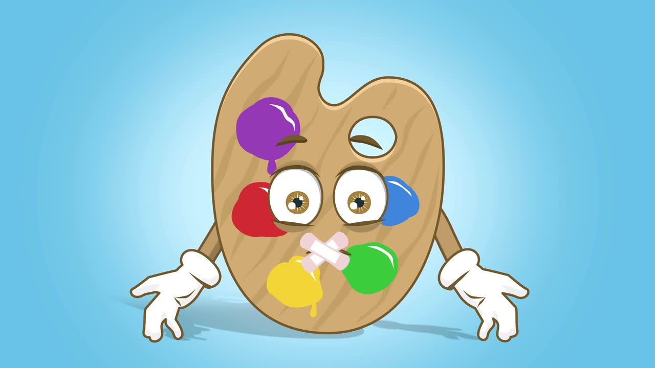 만화 예술가 색상 패 얼굴 애니메이션 알파 매트와 함께 조용한 접착 테이프