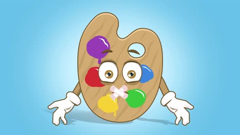 artista de dibujos animados paleta de colores cinta adhesiva silenciosa con animación de la cara alfa mate