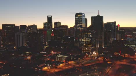 aerial view of downtown denver colorado at sunrise