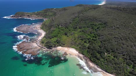 gravelly beach, frazer beach and wybung head lookout in new south wales, australia - drone shot