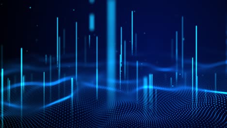 hud bright beams abstract blue neon line technology loop background 4k 3d application code