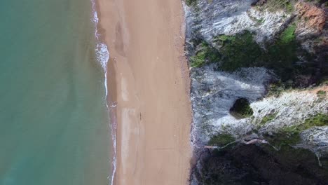 calmer aerial view flight hover drone footage at paradise wild nature canyon dream beach marathias malibu coastline and waves on corfu greece