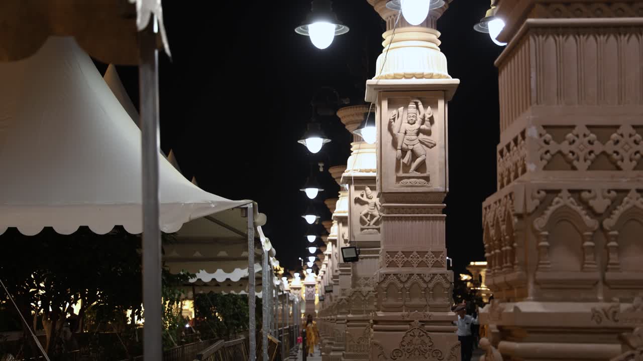 artistic holy hindu temple corridor exterior at night video is taken at mahakaleshwar mahakal temple corridor ujjain madhya pradesh india on Mar 09 2024.