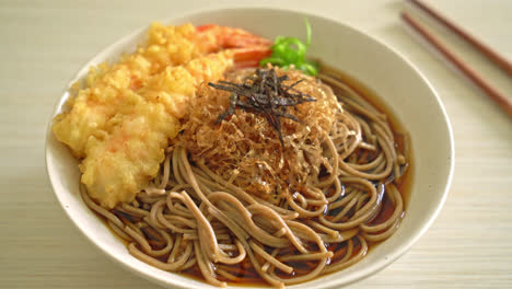 japanese ramen noodles with shrimps tempura - asian food style