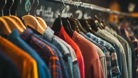 clothes on hangers in a shop