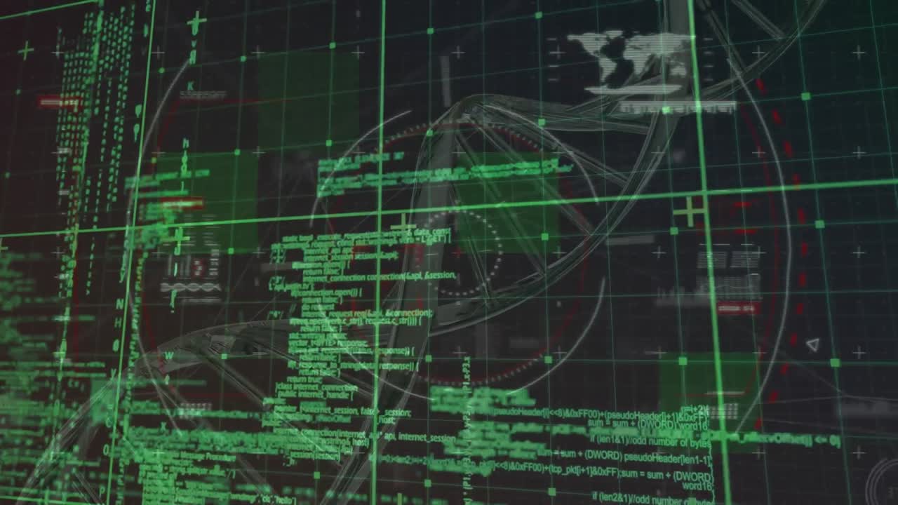 dna 가닥 회전의 애니메이션과 그리드 상의 데이터 처리