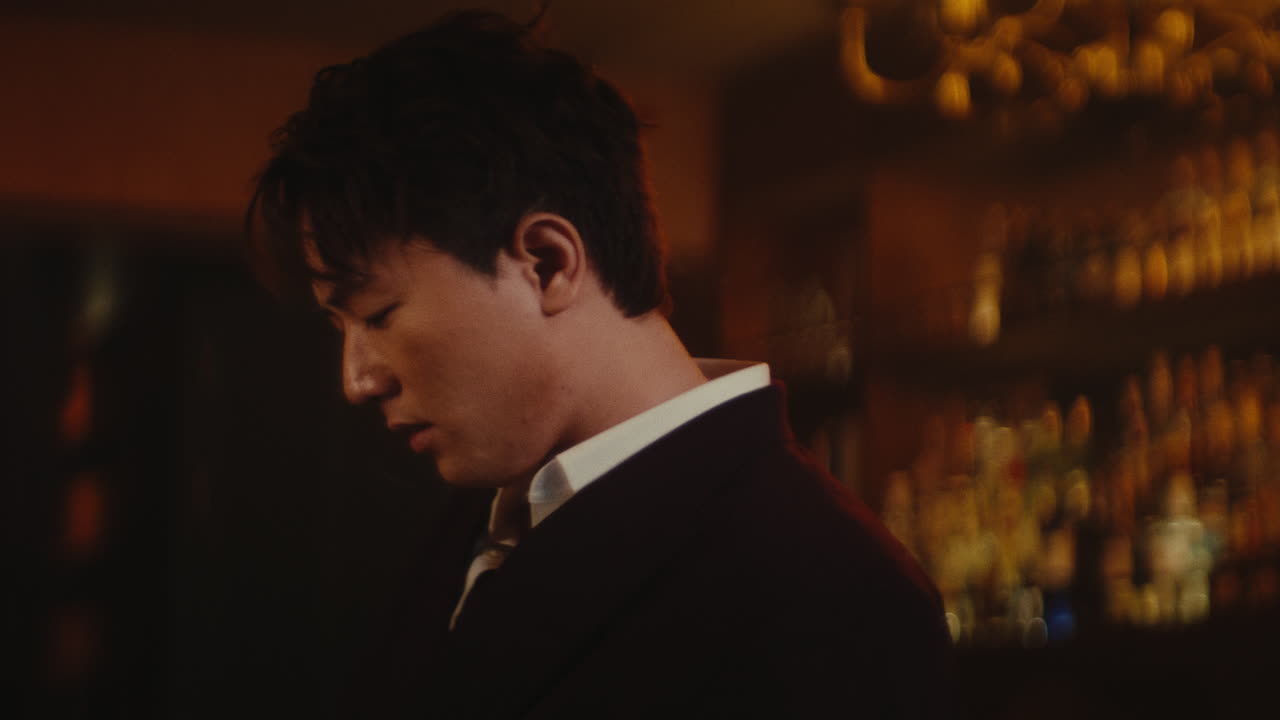 Man in a bar at night