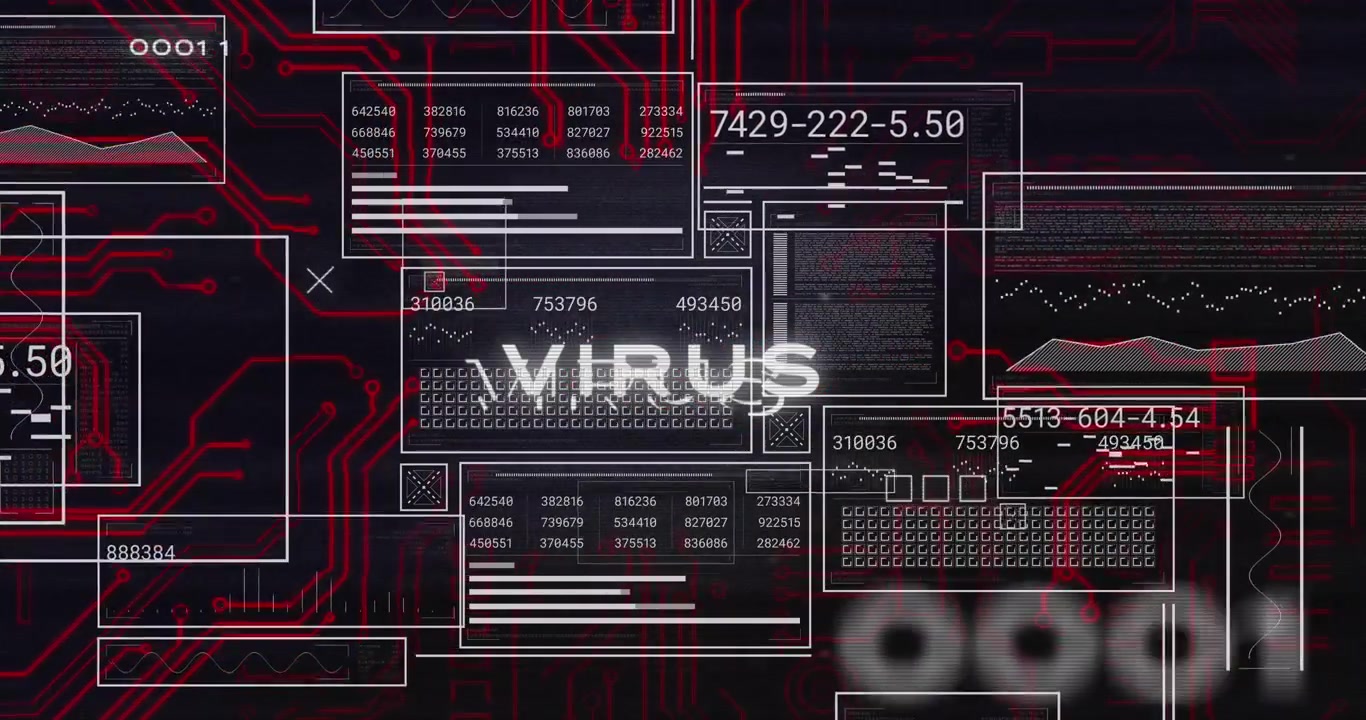 Et digitalt koncept af en cybervirustrussel på en skærm.