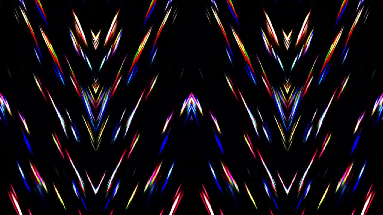 shining bright lines set wave motion, colorful, on black background