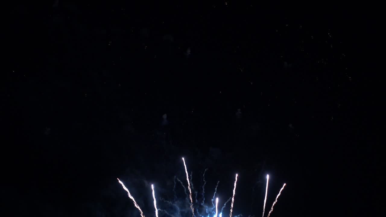 Bellissimo spettacolo pirotecnico colorato di notte per una celebrazione durante un festival.