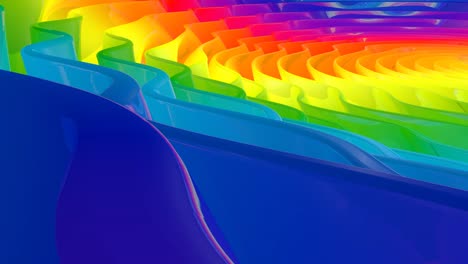 3d rendering of raw of colorful perfect loop waves