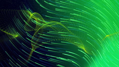 abstract green and yellow lines forming dynamic shapes, data flow animation