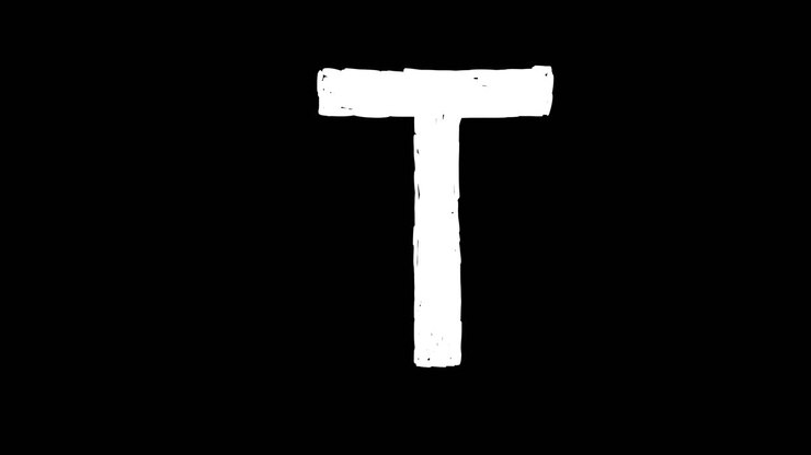 Hand Drawn Shaky White Letter T Animation on Black Background