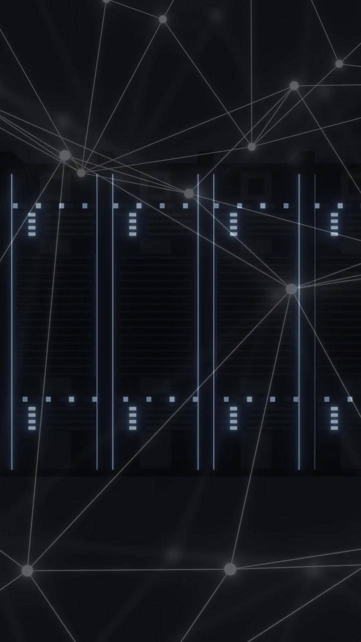 Animation of network of connections and data processing over computer servers