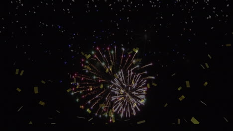 animation of fireworks exploding and confetti falling