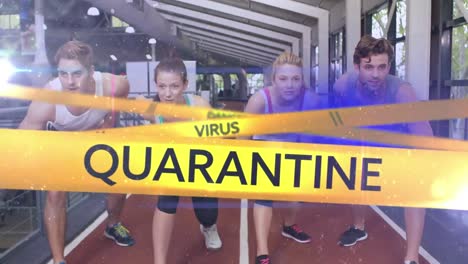 animation of word virus with runners in background