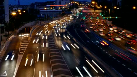 cinemagraph of traffic scene  at dusk.