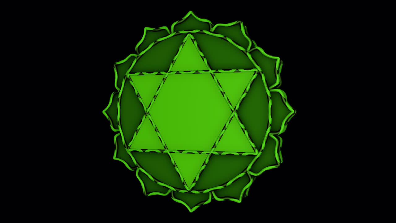 A seamless 3D loop of the Heart Chakra (Anahata). Transparent alpha background for easy integration.
