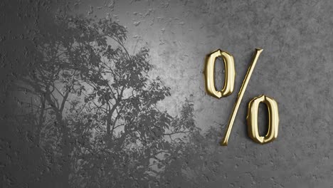 símbolo de porcentaje de ventas de descuento con animación de silueta de árbol