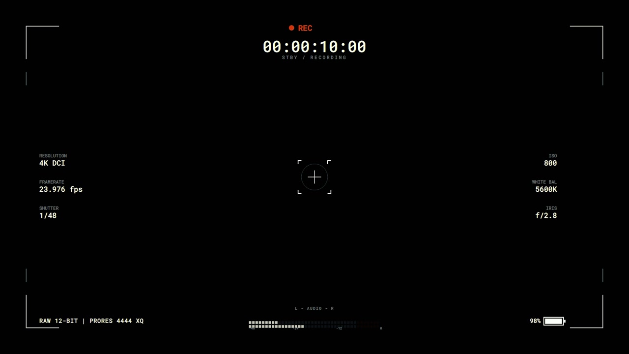 Digital Camera Recording Interface Overlay with Timecode