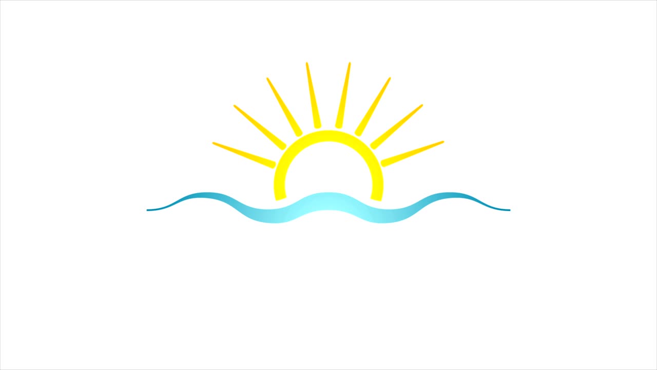추상적인 밝은 태양과 바다 아이콘 비디오 애니메이션