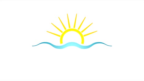 abstract bright sun and sea icon video animation