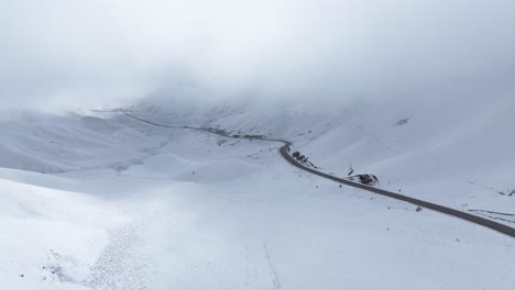 alpine highway snowy capped over winter night in new zealand