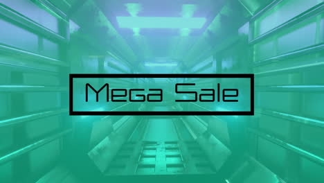 Animation-Von-Mega-Sale-Text-über-Digitalen-Tunnel