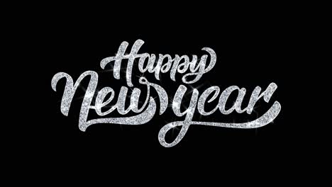 happy new year silver glitter text graphic design