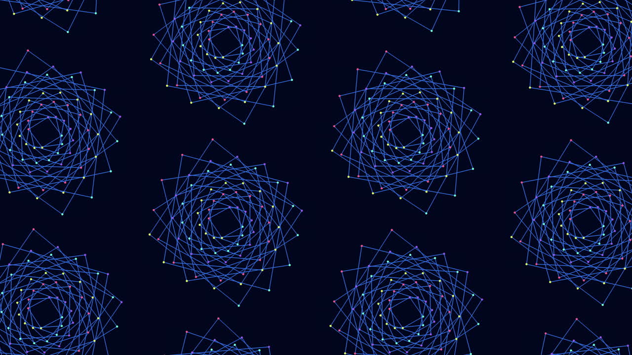 Dynamic blue lines intricate circular pattern on black background