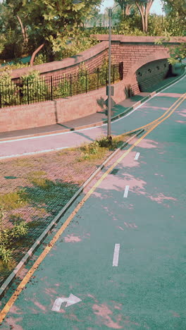 a view of a road with trees on either side